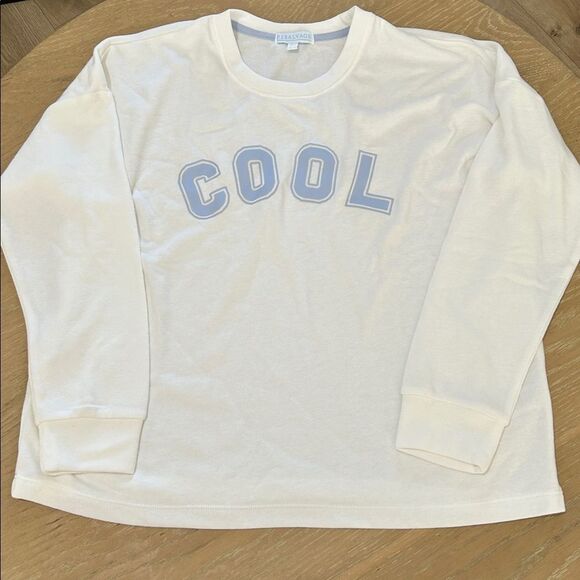 Sold PJ SalvToo Cool For School Long Sleeve lounge Wear Top, Ivory, Large, NWT - Picture 2 of 10